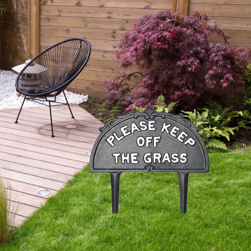 Tuin Yard Teken Houd Uit De Gras Teken Met Stake Waarschuwing Logo Gietijzeren Yard Teken Voor Buiten Tuin decoratie