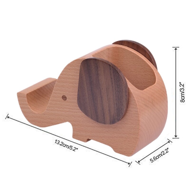 Wooden Elephant Cell Phone Holder/Stand with Pen&Pencil Holder Desk Decoration Multi-Functional Supplies Stationery Organizer Gi