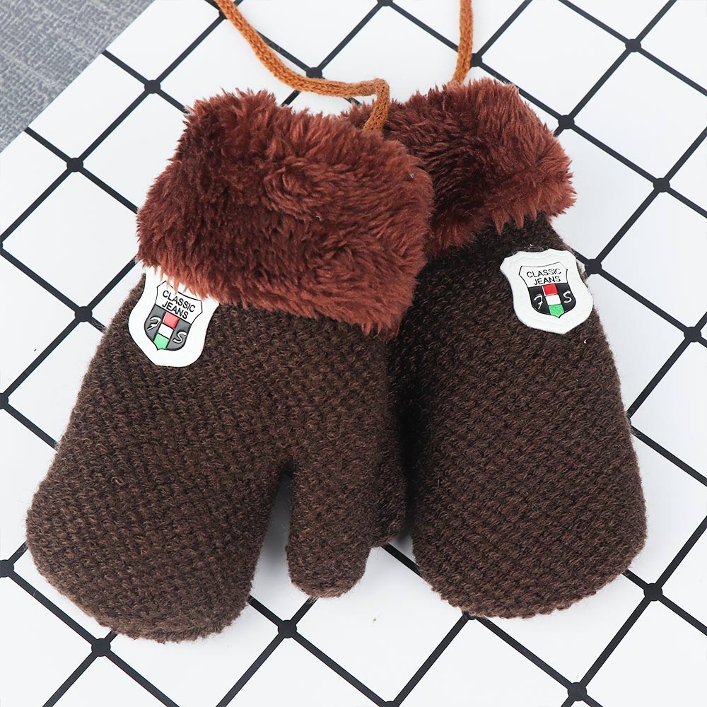 Winter Baby Knitted Gloves Full Finger Kids Mittens Warm Rope Gloves Children Knitting Solid Mittens Unisex for Toddler Kids: deepkhaki