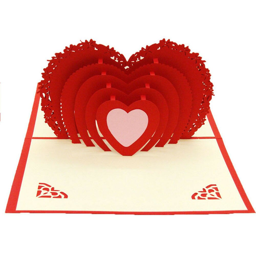 10pcs 3D Pop Up Card Birthday Valentine Handmade Greeting Cards Invitations Love: 5