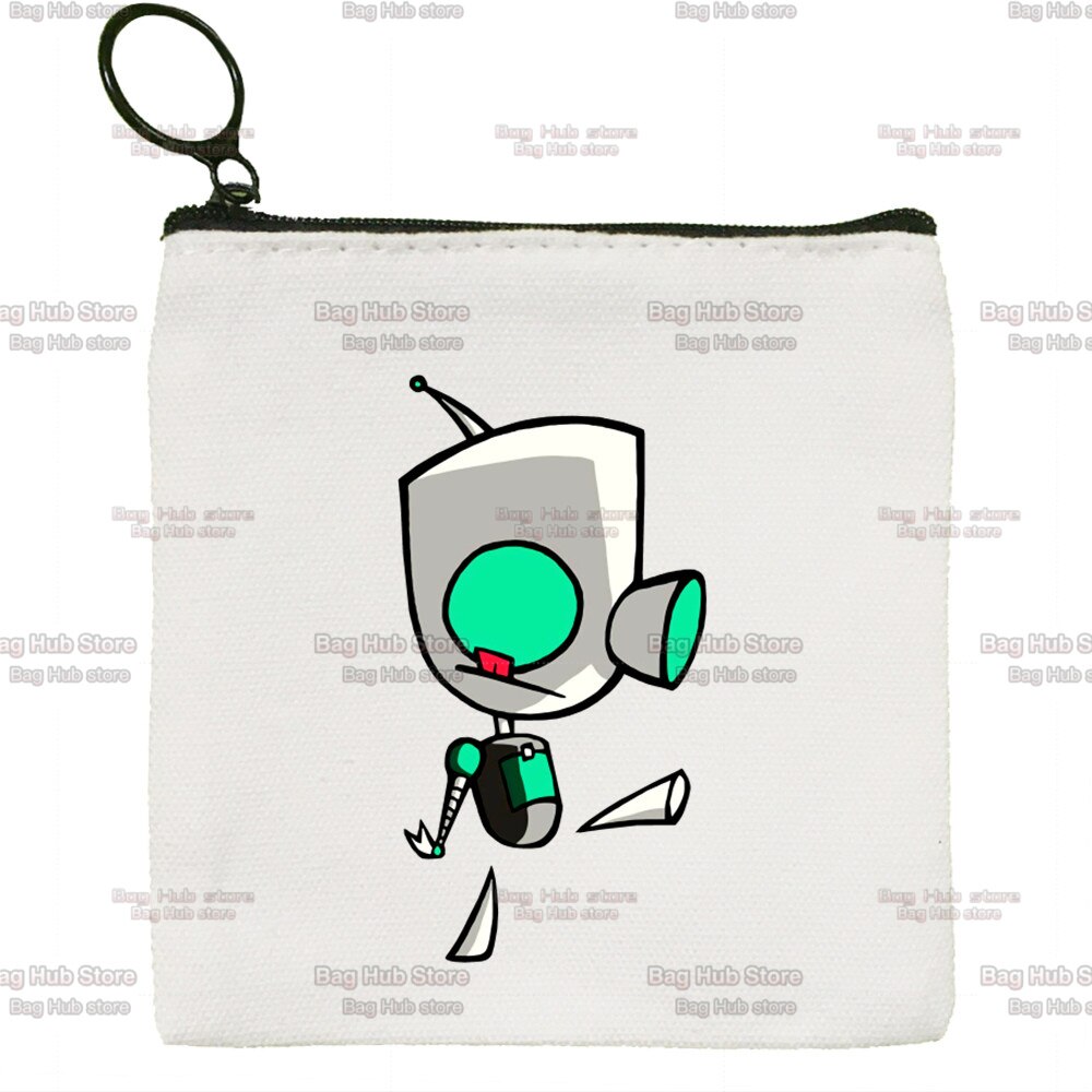 Invader Zim Zim Image Cartoon brezentowa portmonetka z zamkiem błyskawicznym studentka mały uroczy portmonetka szminka torba mała przenośna: I