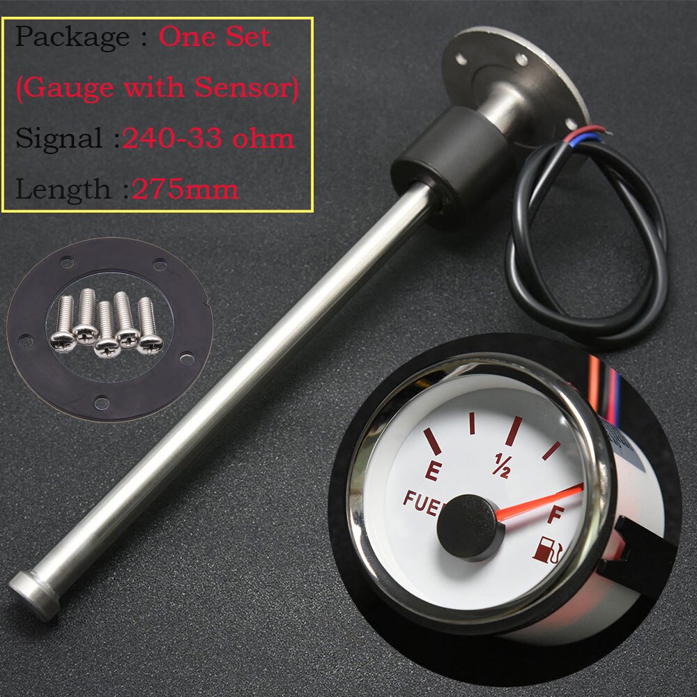 Fuel Level Sensor for 240-33 ohm 52mm Car Boat Fuel Level Gauge with 150 200 250 300 350 400 450 550 600mm Fuel Sending Unit: 275mm 240-33ohm