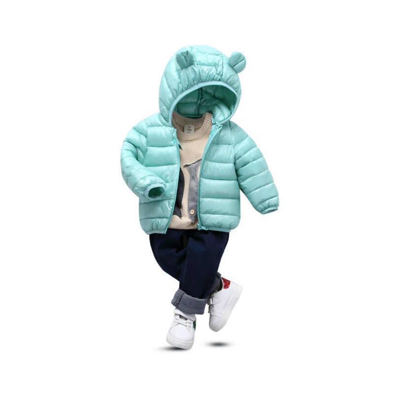 Zitrusfrüchte Nette Herbst Winter Kleidung Neue freundlicher Dünne Und Licht Baumwolle Unten Jacke Baby Jungen Karikatur Mit Kapuze Mantel Ohr outwear