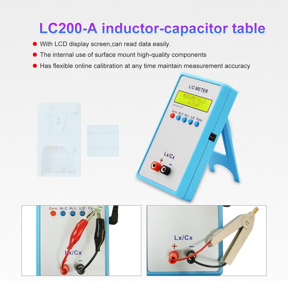 Digitale LCD Capaciteit LC Meter LC200A Inductieve Inductie Tester Spoel Condensator Tafel 1pF-100mF 1uH-100H met Test Clip