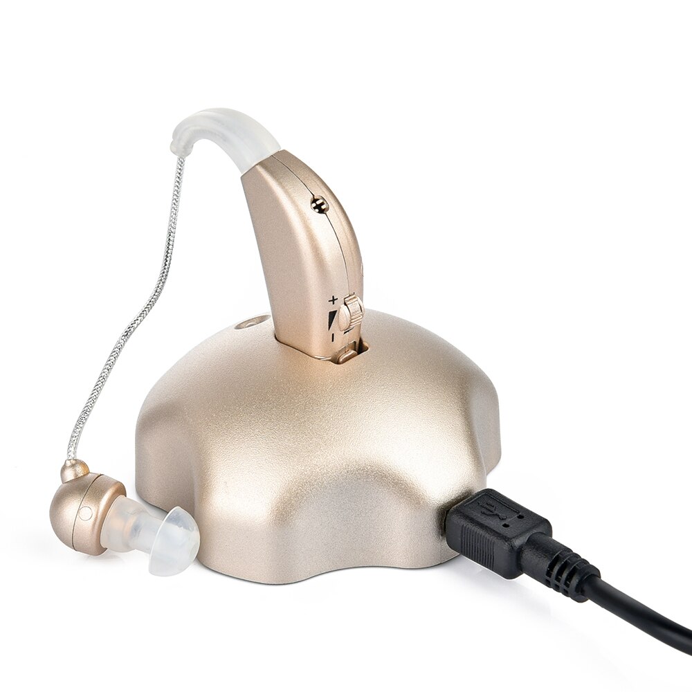 Mini genopladeligt høreapparat usb trådløst ørehjælpeapparat til ældre mild til moderat høretab justerbare øreværktøjer
