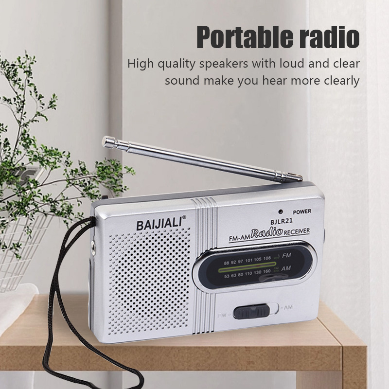 1PC Portable Mini Radio Handheld Dual Band AM FM Music Player Speaker with Telescopic Antenna Outdoor Radio Stereo