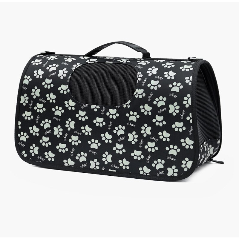 Thicken Breathable Pet Carrier Collapsible Crate Handbag Oxford Leopard Mesh Dog Carrying Bag Small Pet Travelling Outdoor Bag: Paw / M