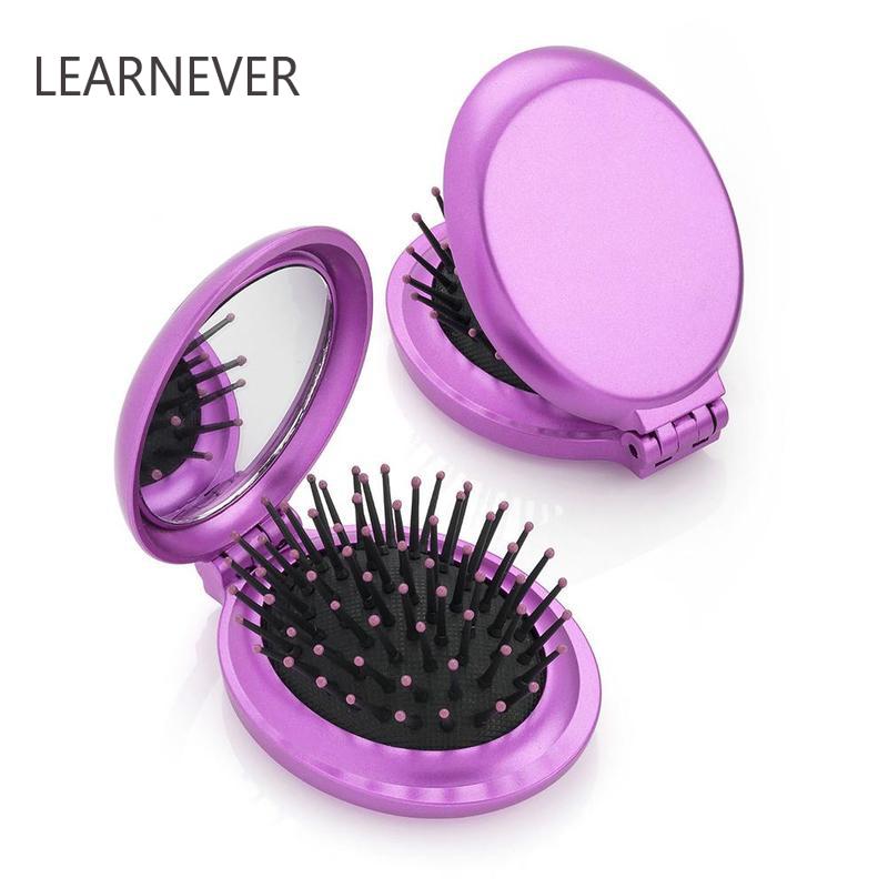 Kleine Opvouwbare Compact Handy Spiegel Hair Brush Pocket Handtas Size Travel Make Haar Kam