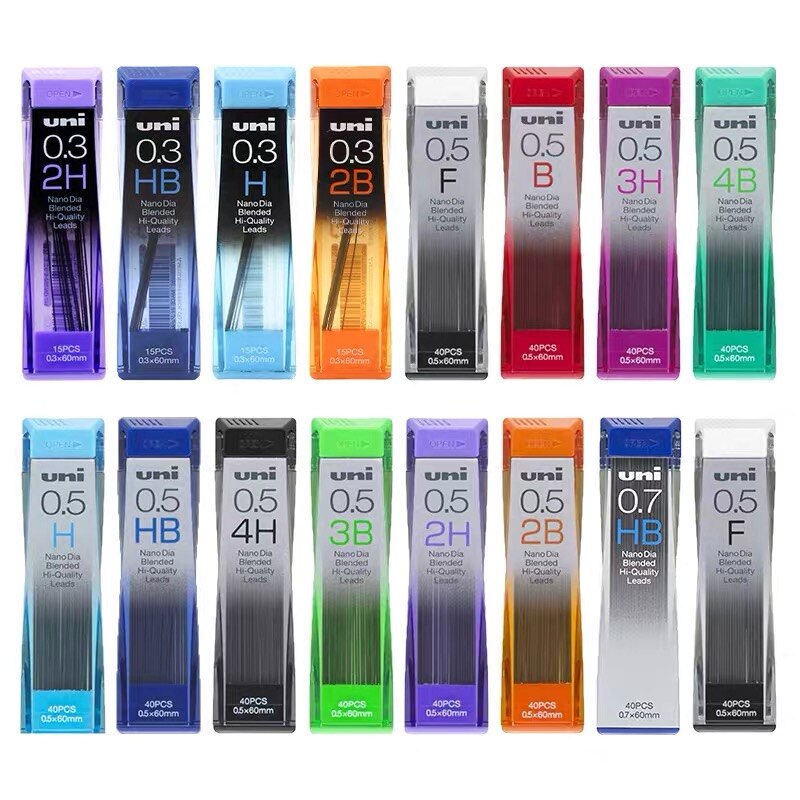 1tube/lot Uni Nano Dia 0.5-202ND Mechanical Pencil Led 0.3/0.5/0.7/0.9mm HB/2B School Student Office
