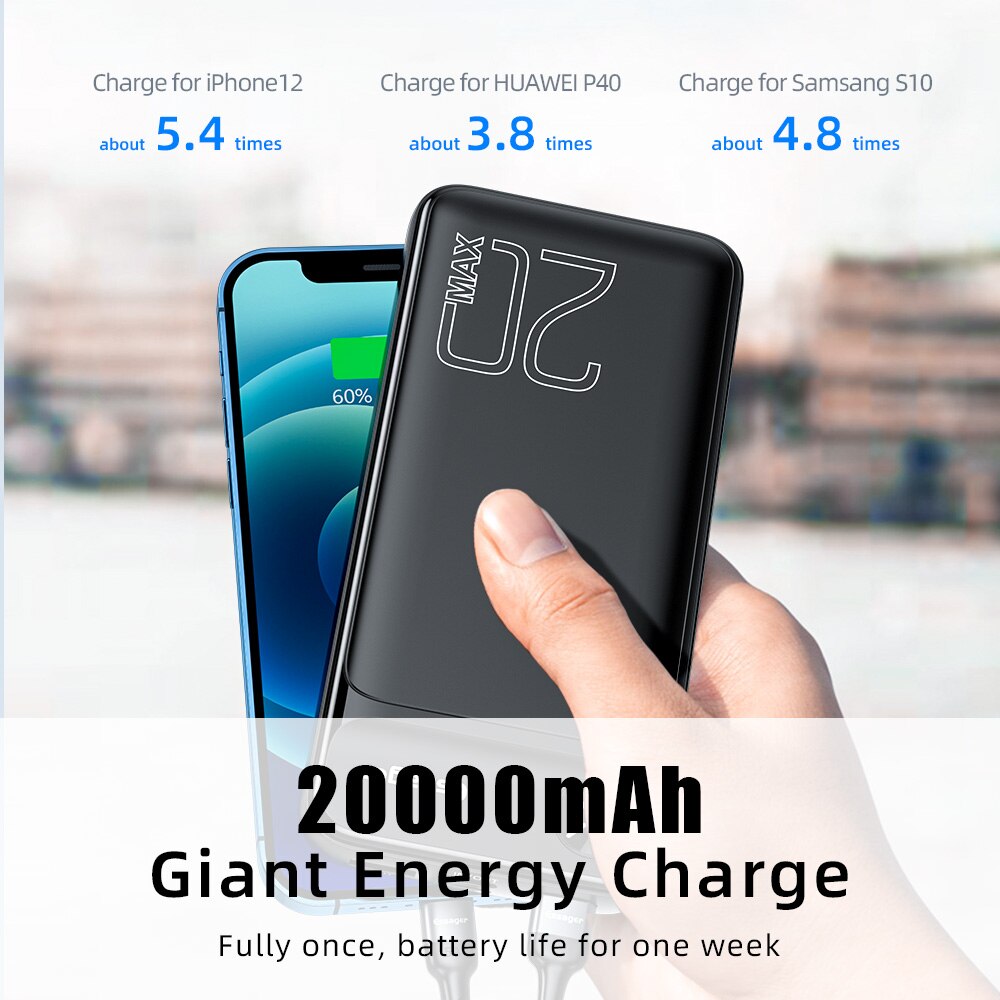 Essager 20000 Mah Power Bank Pd 20W 20000 Mah Powerbank Externe Batterij Snel Opladen Draagbare Oplader Voor Iphone poverbank