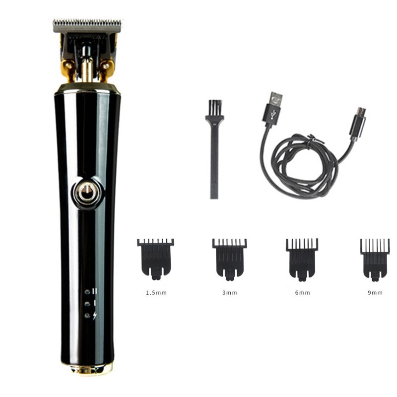 Electric Men Hair Trimmer Rechargeable Hair Clippers Low Noise Hair Cutting Kit: Black