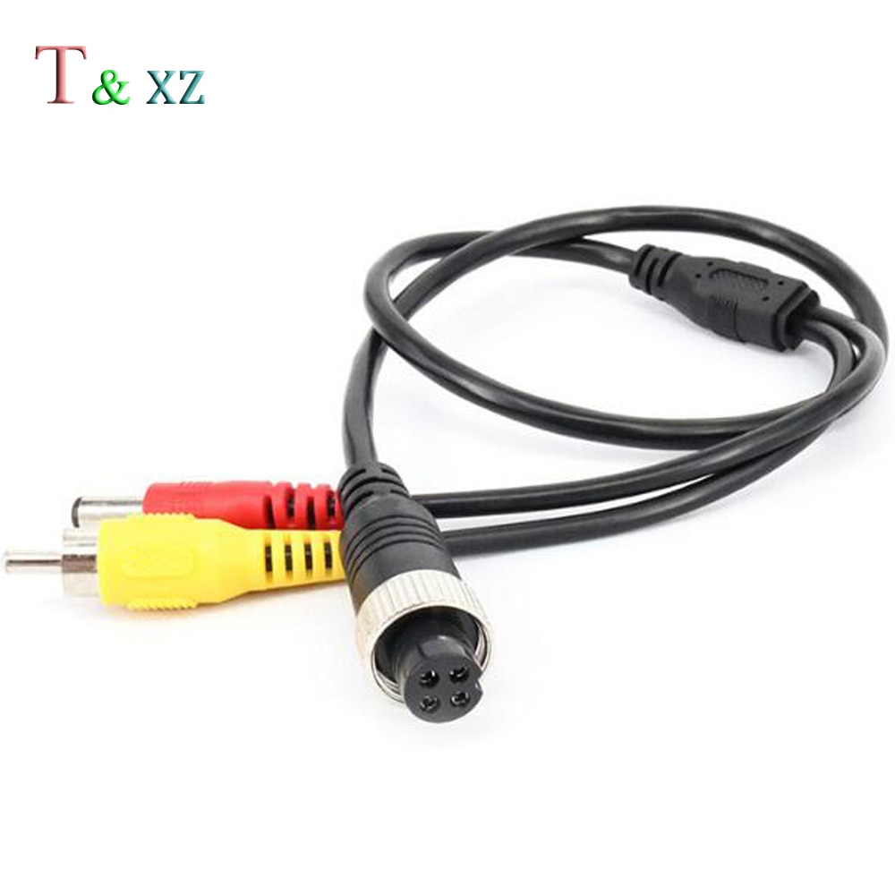 4-Pin Aviation Female to RCA Male &amp; DC Jack Male CCTV Vehicle Cam Adapter Cable Audio Camera cable 50 cm