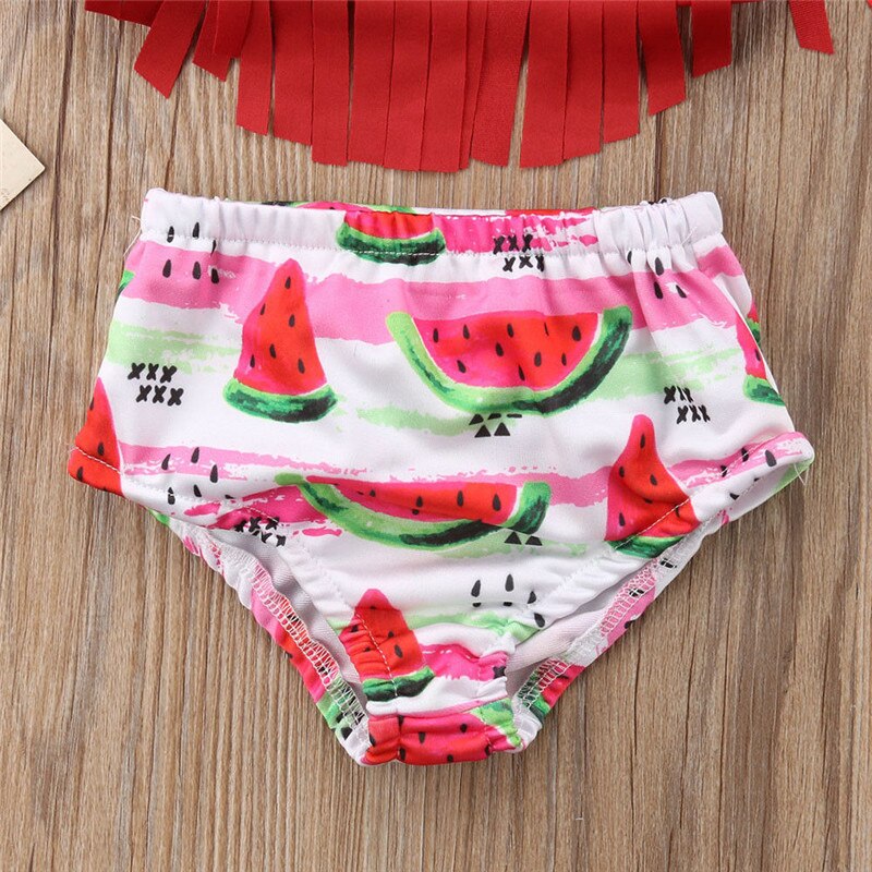 Toddler kid baby piger kvast bikini sæt frugt badetøj badedragt badedragt vandmelon kvast badedragt - rød