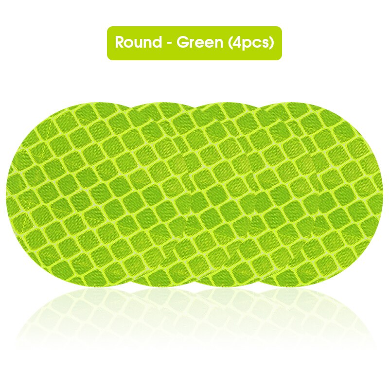 4pcs Car Door Sticker Decal Reflective Strip Warning Mark Tape Reflective Sticker OPEN High Sign Safety Light Reflector Strip: Round-green