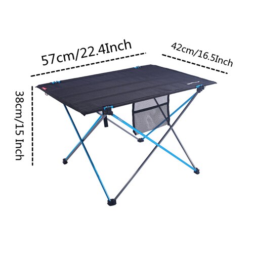 VILEAD Portable Camping Table 57*42*38 cm 6061 Aluminium Folding Durable Tourist BBQ Outdoor Hiking Beach Waterproof Table: Blue bracket