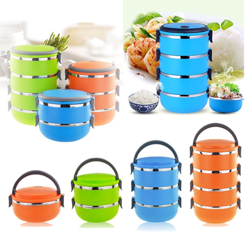 Thermal Insulated Lunch Box Bento Picnic Storage Mess Tin Food Jar Multilayer Stainless Steel For Outdoor Camping NE