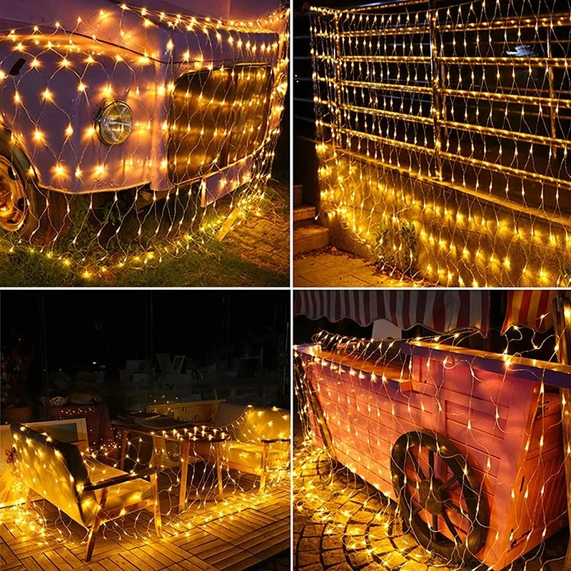 1,5x1,5 M 3x2M 6x4M LED malla de red guirnalda de luces guirnalda ventana cortina Navidad Hada luz boda vacaciones luz
