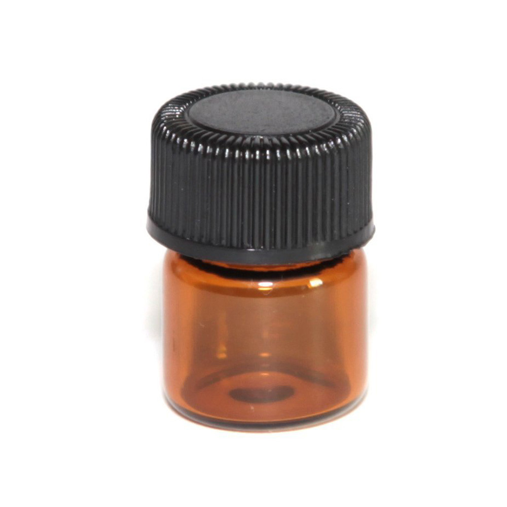 12 st 1ml mini bärnstensfärgad glasflaska burk eterisk olja flaska öppning brun flask reducering & lock påfyllningsbara flaskor glasflaskor: Default Title