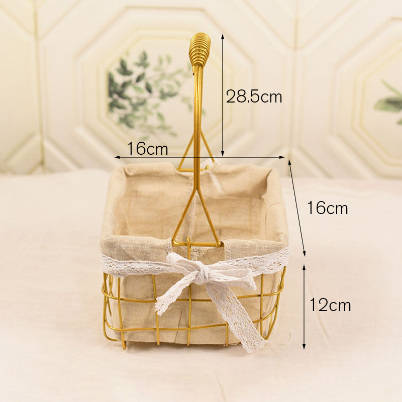 Goldene Korb Tragbare Metall Rattan Picknick Korb Hause Blume Anordnung Strauß retro Hochzeit Kranz Dekoration Lagerung Korb: 3