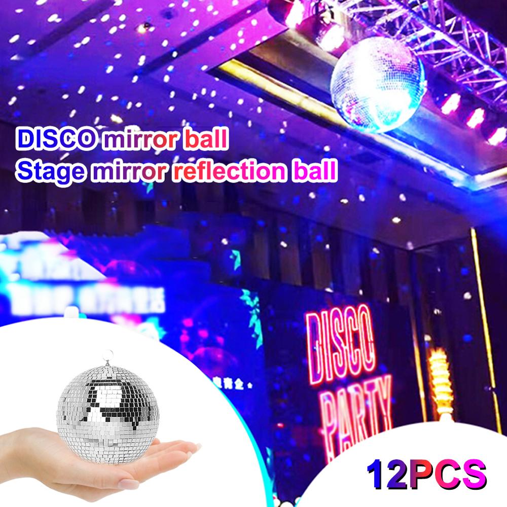 12 Pieces Mirror Disco Glass Ball Diameter 3cm Silver Hanging Party Ball for DJ Light Effect Home Decorations Game Accessories