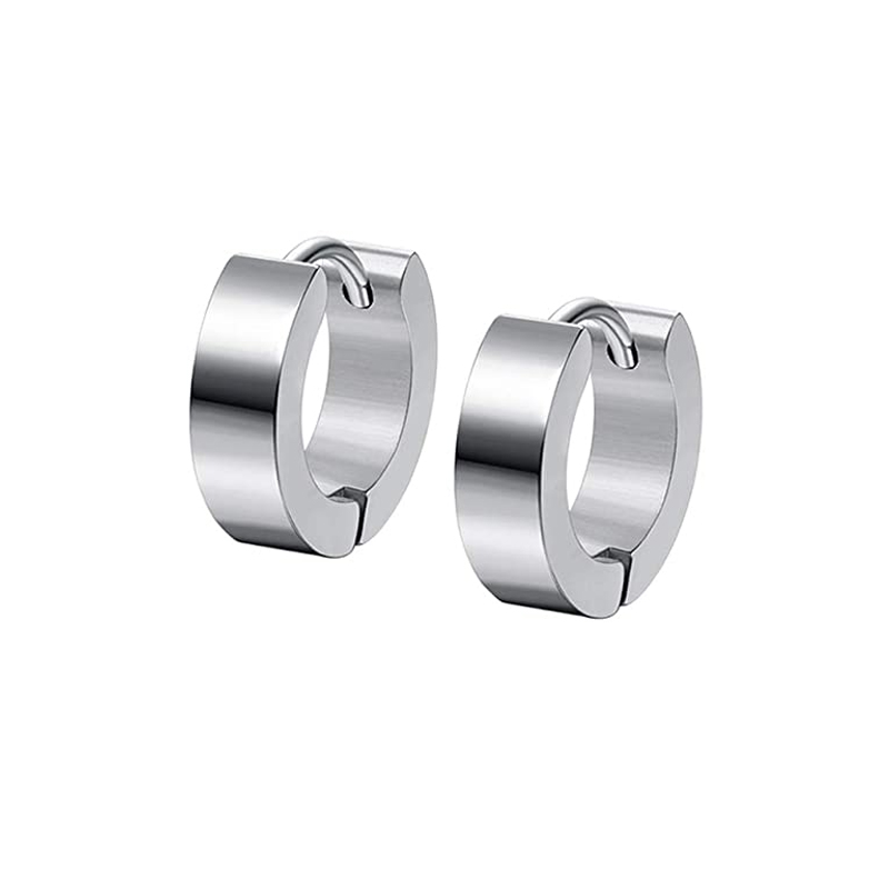 6 Pairs Stainless Steel Black Stud Earrings for Men And Women Huggie Hoop Earrings Set Cartilage Ear Body Piercing: Style C-1 pairs