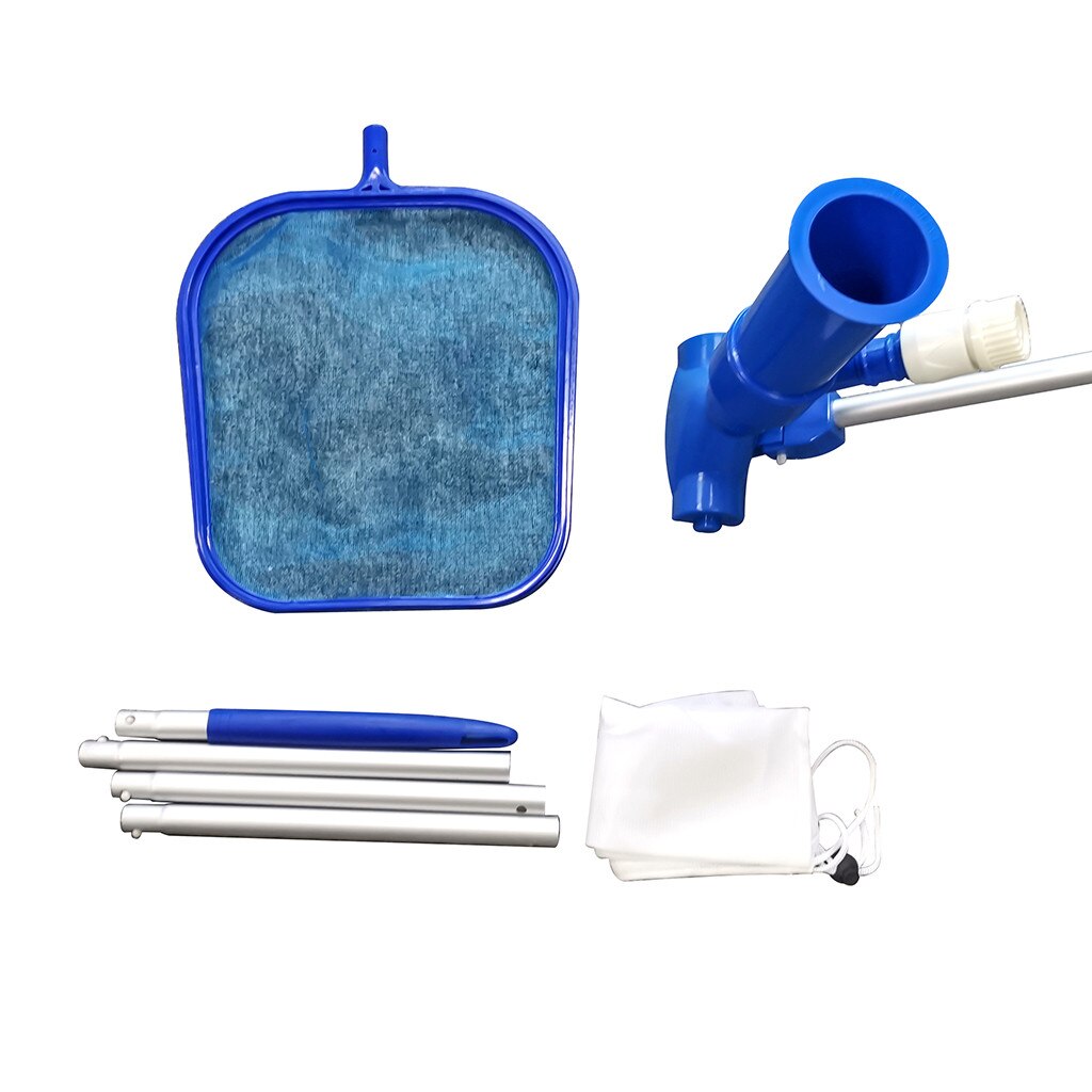 Pool Vacuum Head Swimming Pool Wall Tile Clean Brush Half Moon Flexible With 46in Leaf Skimmer Net Cleaning Tool Pool Suction