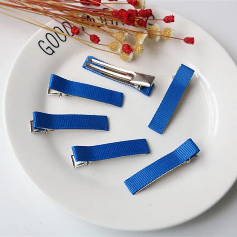 20 sztuk/partia 5cm ryps wstążka pokryte pokryte aligator spinki do włosów podwójne Prong szpilka baza dla DIY dziewczyny dziecko dzieci łuki szpilka: Royal blue