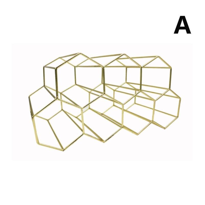Honeycomb Wine Rack Modern Style Metal Wine Wine Ornaments Storage Rack Cooler Iron Wrought: One-size-gold