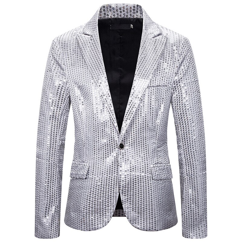 Sølv/rød pailletter blazer herre jakkesæt jakke design herre scene sangere tøj danse stjerne stil kjole masculino homme: Sølv / Xl