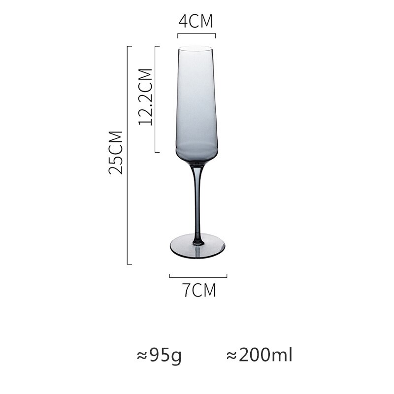 Rainbow plated Lead-free crystal glass cup Inclined mouth wine glass cocktail glass Champagne glasses goblet party Drinkware: Smoky grey 200ml