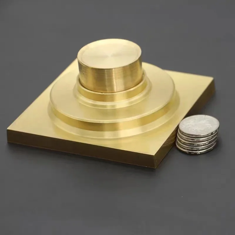 Desagüe de suelo dorado de 10x10cm, drenaje grueso de latón para prevención de olores, ducha, baño, balcón, lavadora, desagüe de suelo