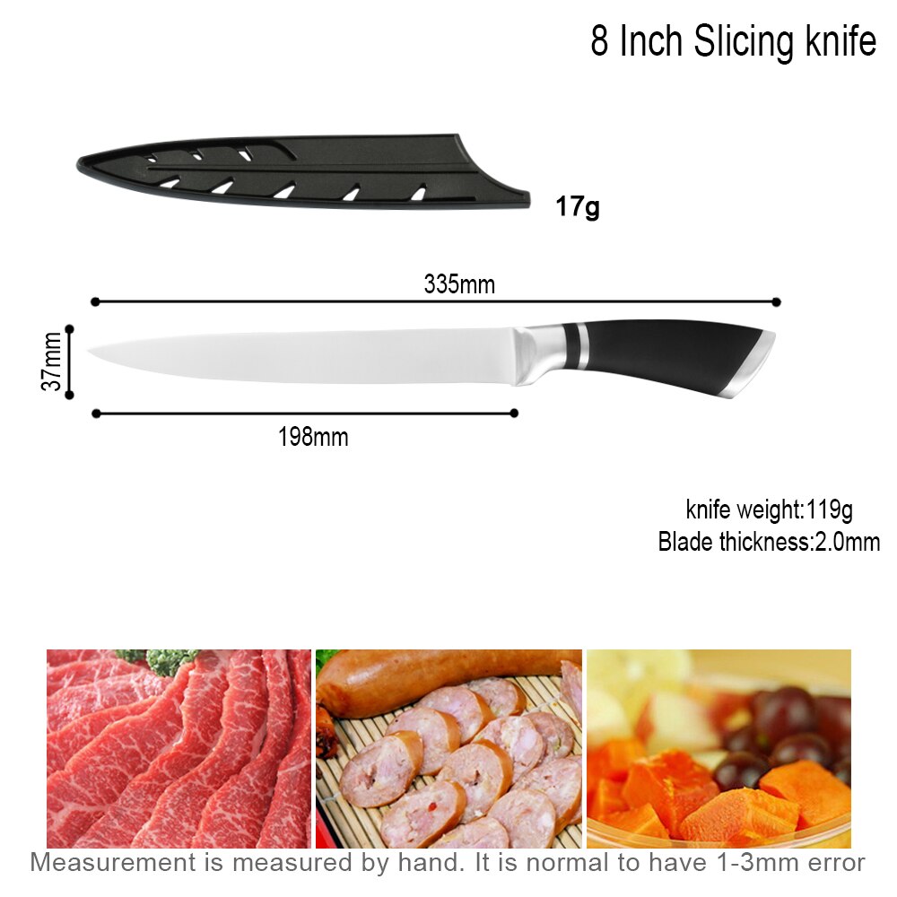 Damask Japanese Kitchen Knife Set Economical Stainless Steel 3Cr13 Sharp Blade Non-Slip Handle Chef Knife Set Cooking Knives: 8 inch Slicing