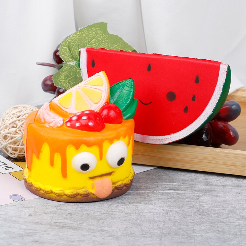 Slow Rebound Simulation Decompression Food Watermelon Cake Squeeze Toy Slow Rising Decompression Toys Funny Children