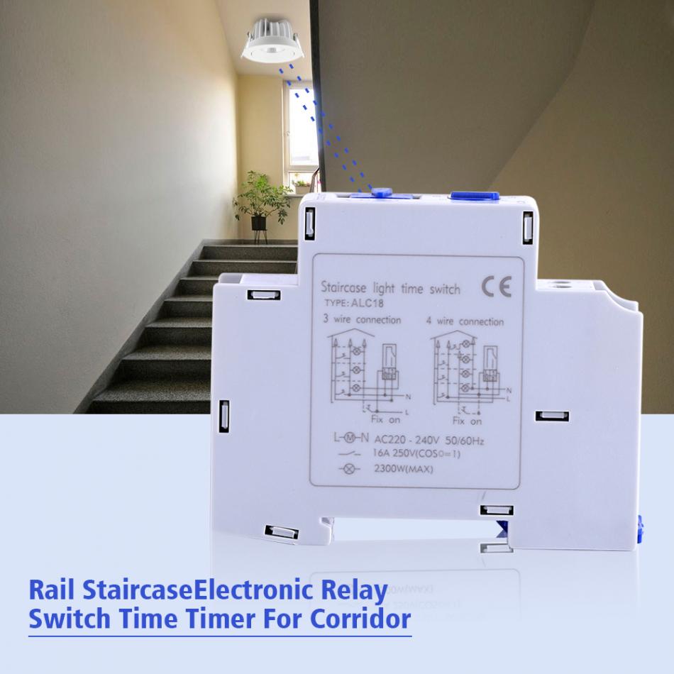220 vac timer switch 16a alc 18 din skena trapphus belysning timer relä för korridor belysning mekanisk din skena elektronisk timer