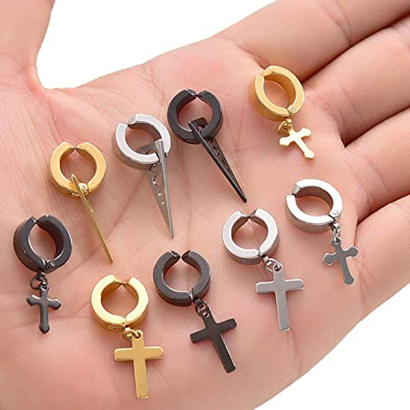 9 Pairs Rvs Hoepel Oorbellen Mannen En Vrouwen Oor Clips Huggie Niet-Geperforeerde Magnetische Oorbellen Set