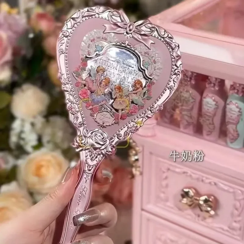 Flower Knows Little Angel Series Espejo de mano 3 tipos Exquisitos herramientas de maquillaje en relieve: Plata