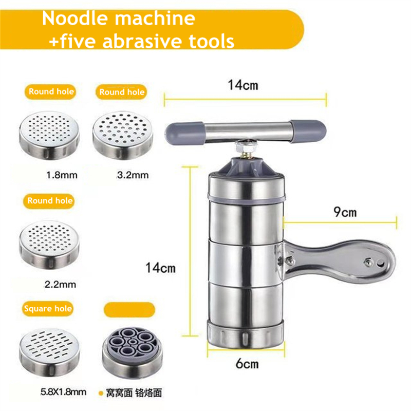 Spaghetti Kitchen Utensils Stainless Steel Household Small Manual Pasta Machine Hand Pressure Noodle Press Noodle Machine: 1 Plus 5