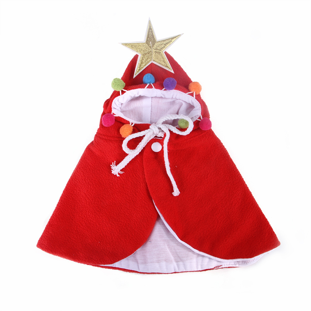 Cape de noël à capuche pour chat, vêtement pour petit chat, carlin, animal de compagnie