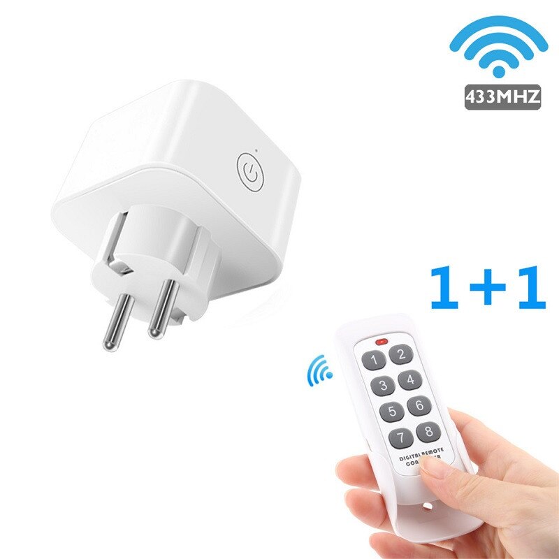 220V Wireless Remote Control Smart Socket EU Plug Wall 433mhz 8 Keys Programmable Electrical Socket Outlet House Necessity: plug and remote