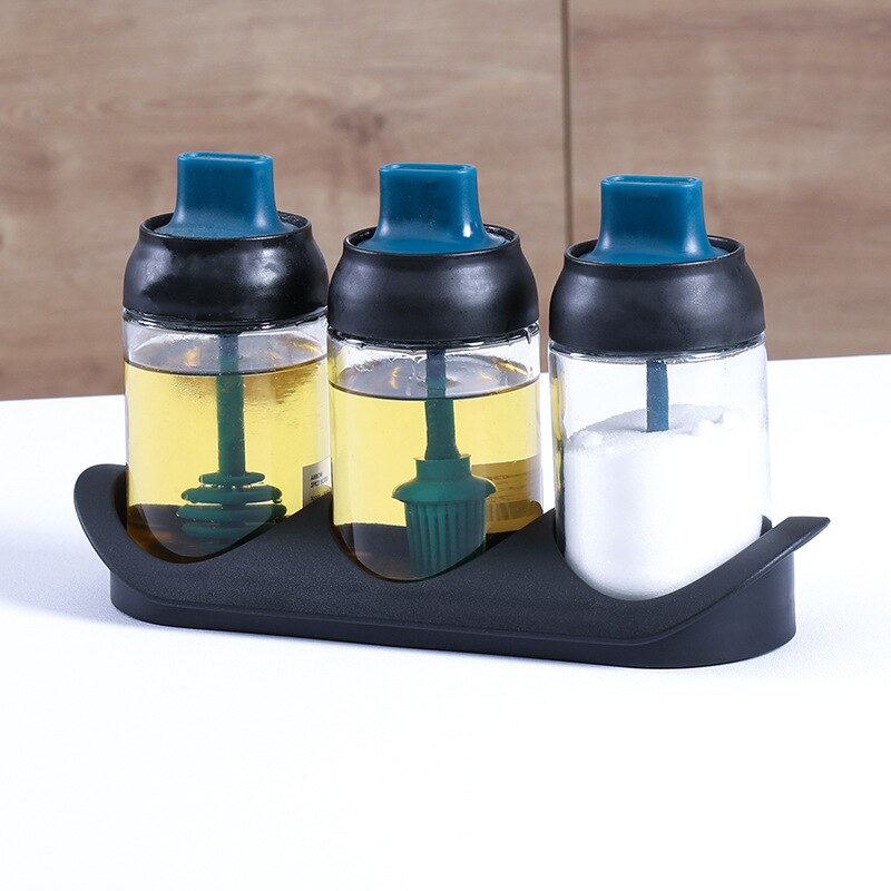250Ml Spice Fles Zout Peper Pot Kruiden Jar Vochtbestendige Deksel Lepel Kruiden Container Keuken Kruiden Fles JU31805