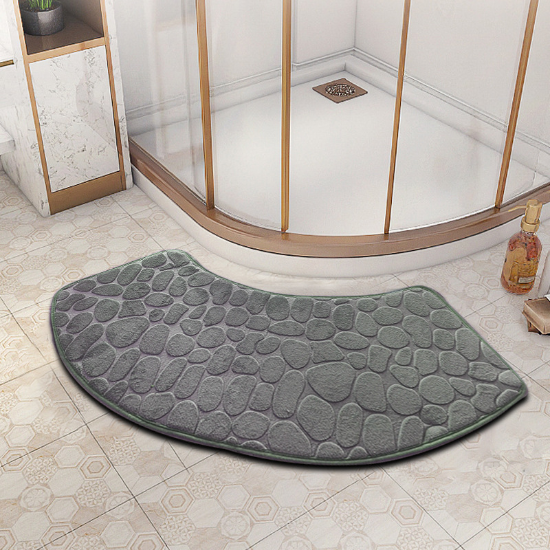 3D Non Slip Bathroom Velvet Mat Cobblestone Embossed Bath Mat Absorbent Doormat Carpet Door Floor Mat Machine Wash Dry Quickly: DARK GRAY