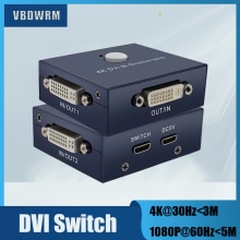 2 Port BI-direction DVI Switch 2X1 Splitter 1X2 DVI Switch 4K 30Hz HDMI-compatible switch splitter for PC laptop