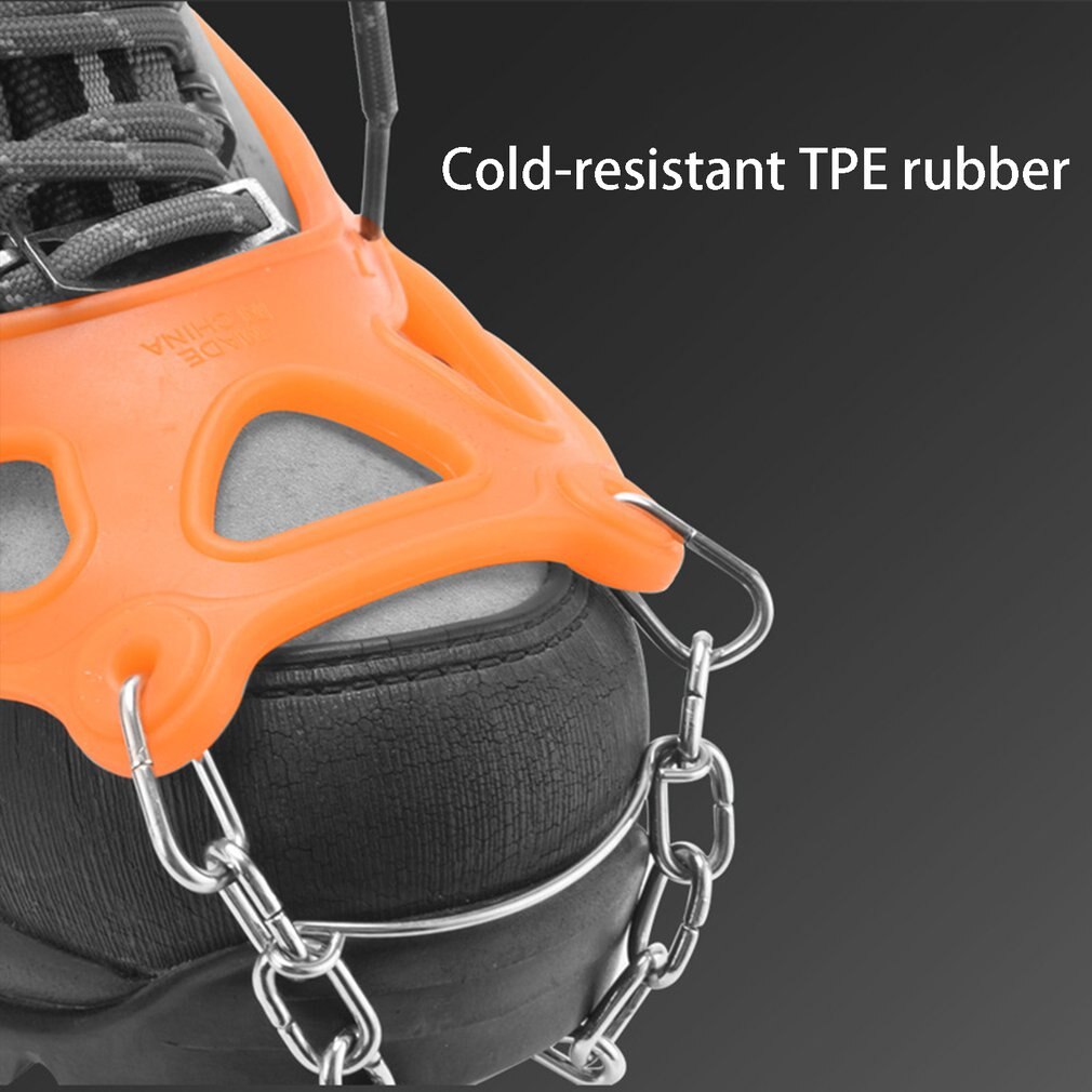 Stainless Steel 19 Teeth Universal Anti Slip Ice Snow Shoe Crampons Boot Grips Traction Cleats Spikes Crampons: L orange
