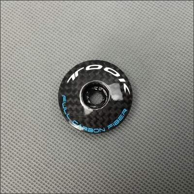 Fiets Headset Expander Plug Compressor Stem Top Cap 28.6mm (1 1/8 ") voor Carbon Vork Carbon Headset Stuurpen Top Cap: blue cap with bolt