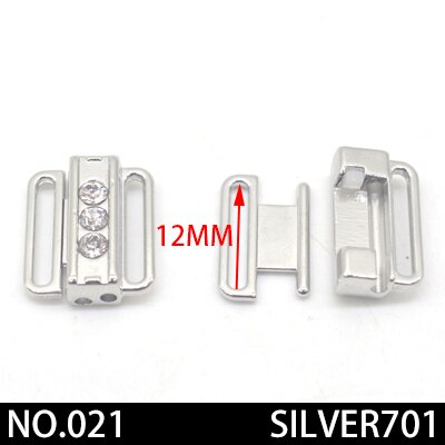 2 teile/los silber Gold Rechteck Band Verschluss Haken &Ampere; Schließe Strass bh schnalle Taille Verlängerung NäHenne Auf Kleidung Bh Clip haken: Nein021 Silber-701 12mm