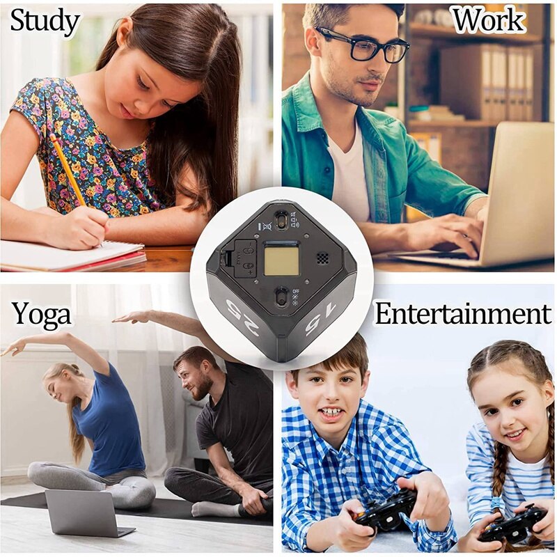 Cube-Timer Kitchen Timer Gravity Sensor Flip Meditation Timer for Time Management and Countdown 5-15-25-45 Min