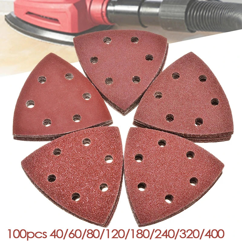 100PCS Driehoekige Schuurschijf 90mm Delta Sander Klittenband Schuurpapier Schuurmiddelen voor Schuren Grit 40-400