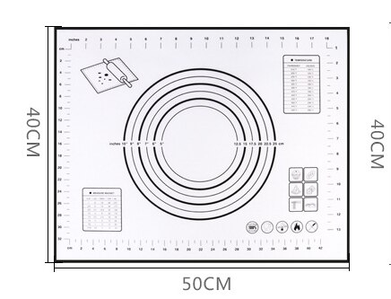 Silicone Baking Mat Scale Rolling Dough Pad Kneading Dough Mat Non Stick Pastry Oven Liner Bakeware 60*40/40*30cm: 40x50cm black