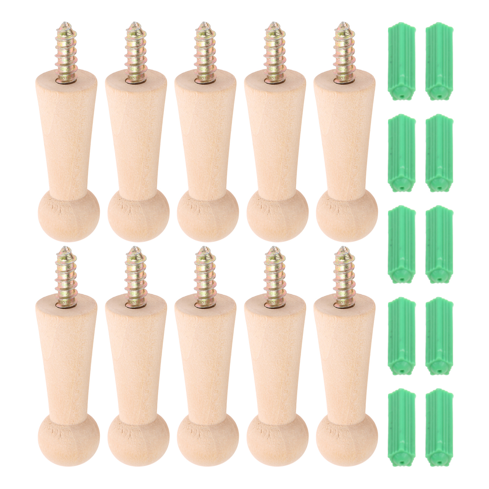 10Pc Schroef-Op Houten Haak Thuis Muur Decor Jasje Handdoek Mok Shaker Peg Haak + Schroef Wandmontage deur Badkamer Keuken Hanger