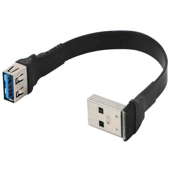 USB 3.0 Cable Flat USB Extension Cable Male to Female Data Cable Right Angle 90 Degree USB3.0 Extender Cord, 30cm